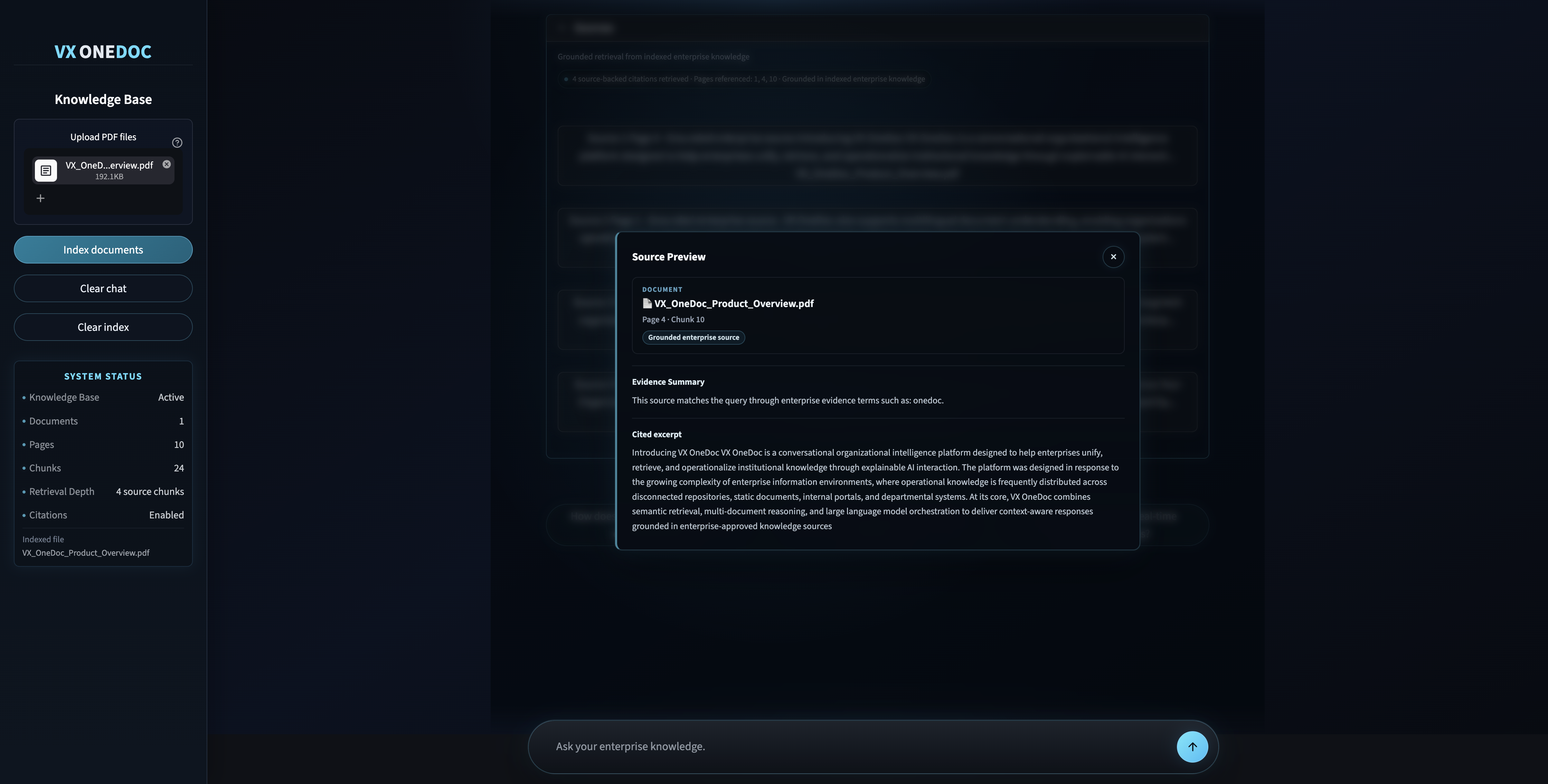VX-OneDoc evidence preview workspace